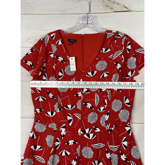 NWT Talbots Dress Sz 12 Red Beach Umbrellas Martini V Neck Lined Sheath NWT - Picture 4 of 11